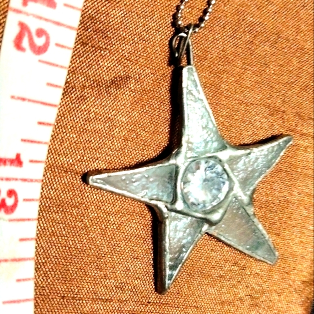 Metal Forged Appearance Star Necklace